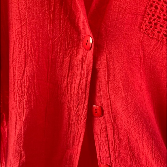 Vintage 1980's Red Over-sized Button Down Shirt, With Tags! Size Large - Picture 5 of 10